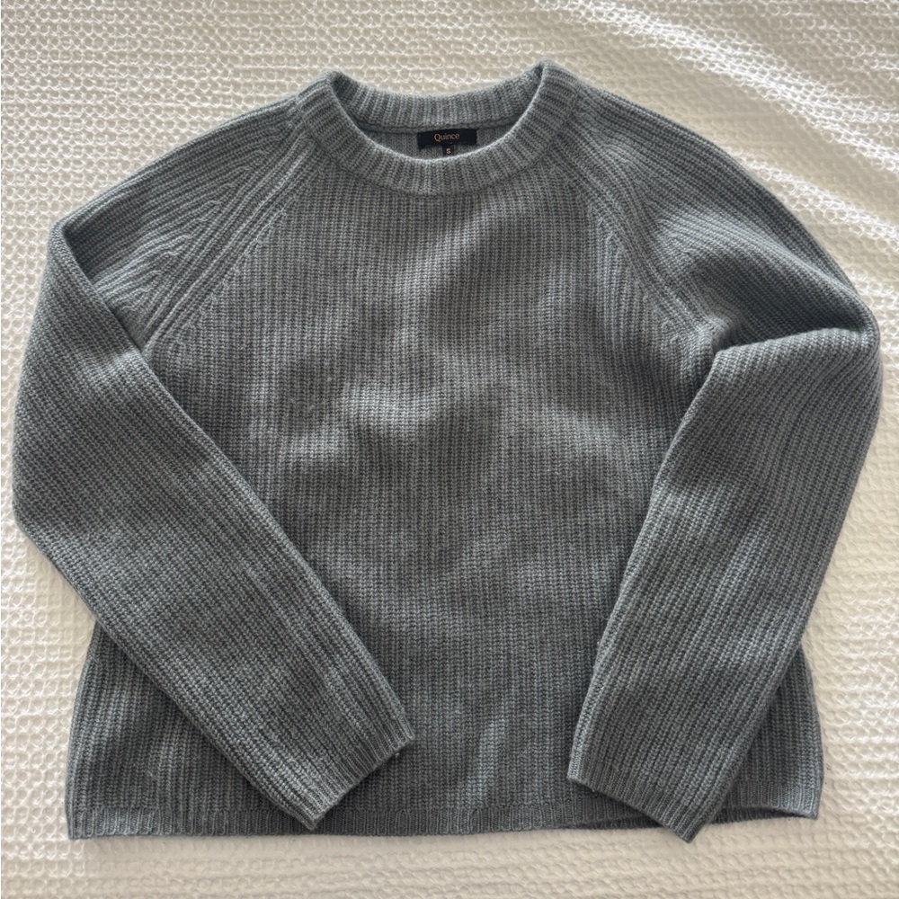 Mongolian Cashmere Fisherman Crewneck Sweater / Dusty Blue / S